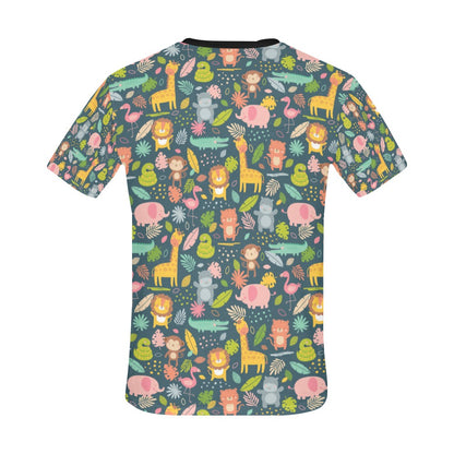 Safari Animal Cartoon Print Design LKS305 Men's All Over Print T-shirt