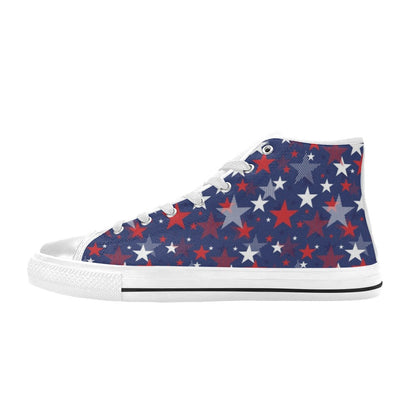Star Print Design LKS304 High Top Women's White Shoes
