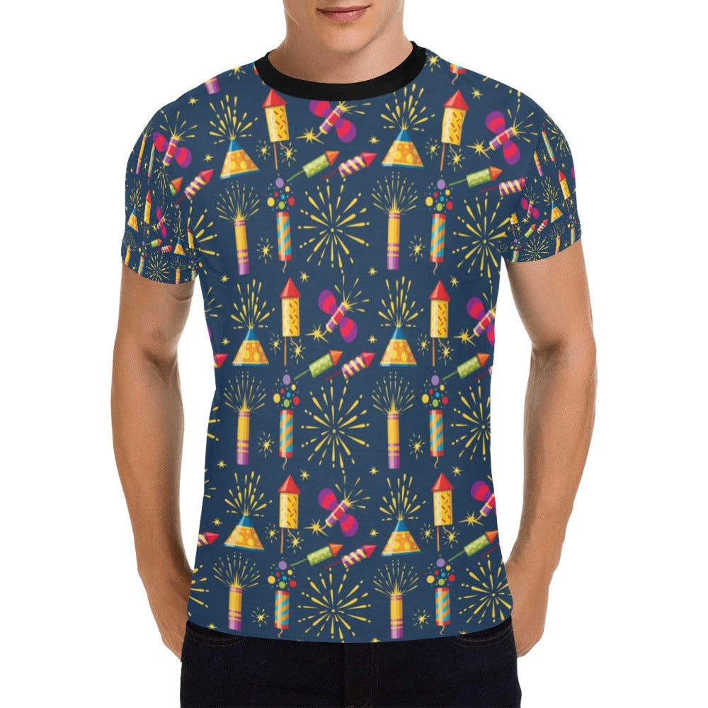 Firework Sparkling Rockets Print Design LKS306 Men's All Over Print T-shirt