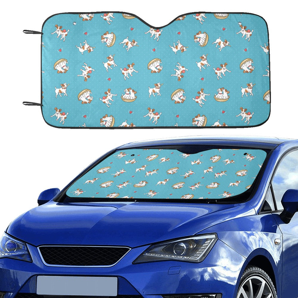 Russell Terriers Playing Print Design LKS305 Car front Windshield Sun Shade