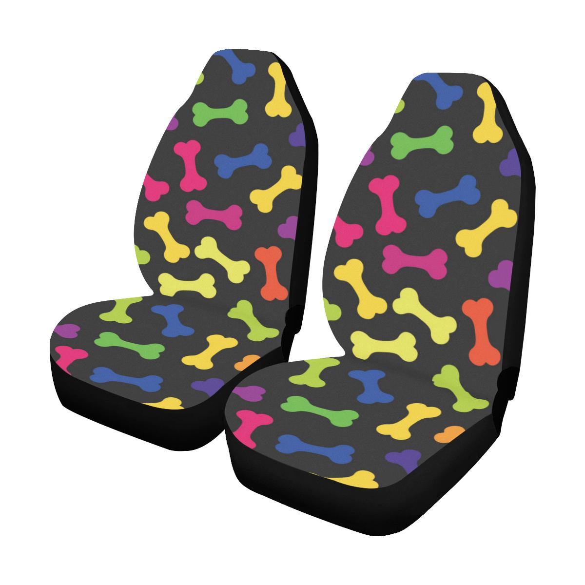 Dog Bone Neon Color Pattern Print Design 02 Car Seat Covers (Set of 2)-JORJUNE.COM