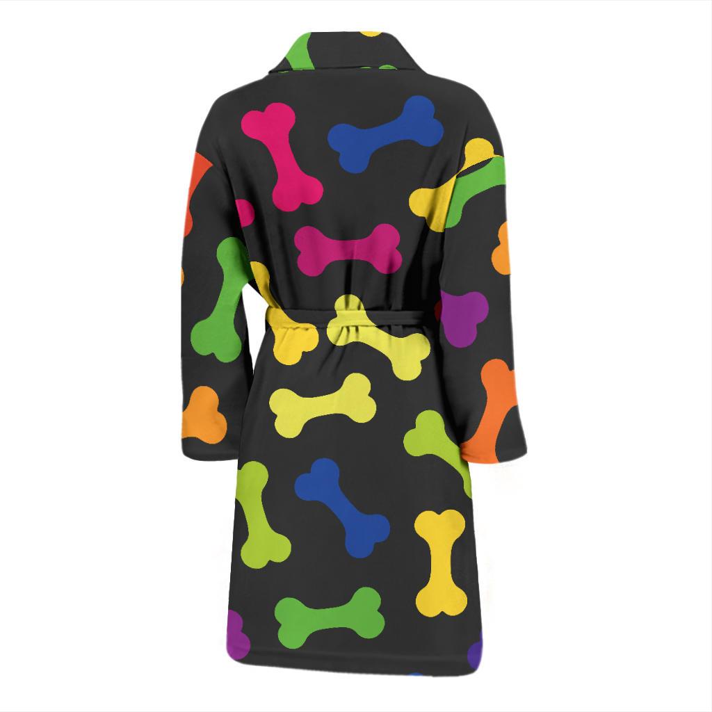 Dog Bone Neon Color Pattern Print Design 02 Men Bathrobe-JORJUNE.COM