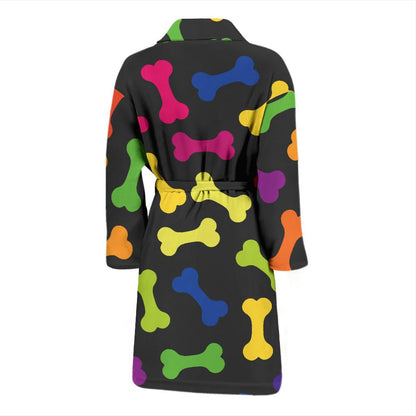 Dog Bone Neon Color Pattern Print Design 02 Men Bathrobe-JORJUNE.COM