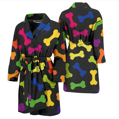 Dog Bone Neon Color Pattern Print Design 02 Men Bathrobe-JORJUNE.COM