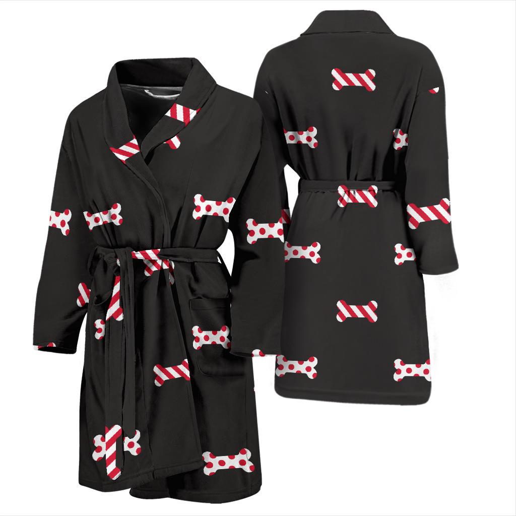 Dog Bone Pattern Print Design 04 Men Bathrobe-JORJUNE.COM