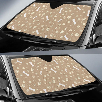 Dog Bone Paw Pattern Print Design 01 Car Sun Shade-JORJUNE.COM