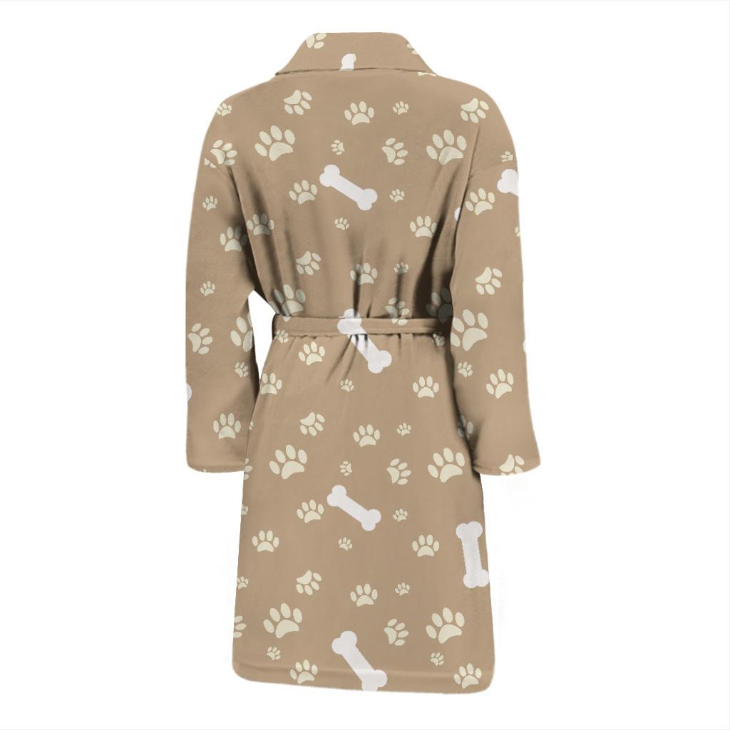 Dog Bone Paw Pattern Print Design 01 Men Bathrobe-JORJUNE.COM