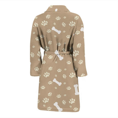 Dog Bone Paw Pattern Print Design 01 Men Bathrobe-JORJUNE.COM