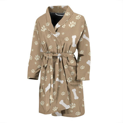 Dog Bone Paw Pattern Print Design 01 Men Bathrobe-JORJUNE.COM