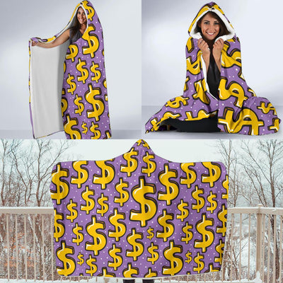 Dollar Pattern Print Design DO01 Hooded Blanket-JORJUNE.COM