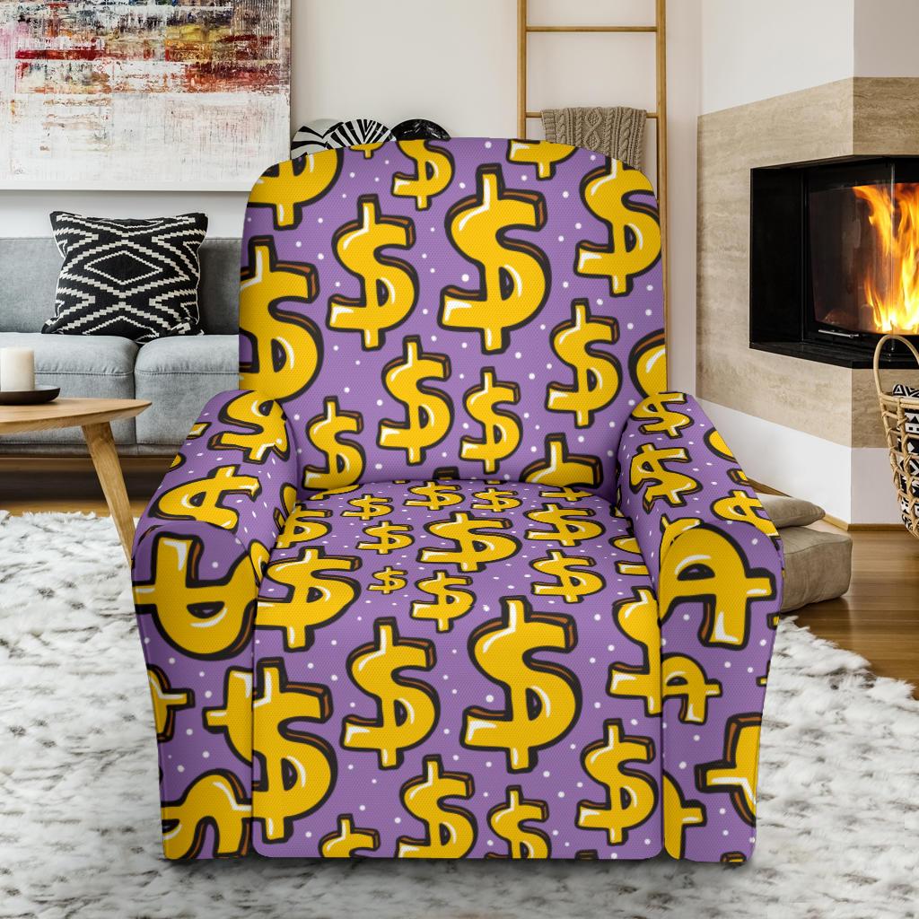 Dollar Pattern Print Design DO01 Recliner Slipcover-JORJUNE.COM