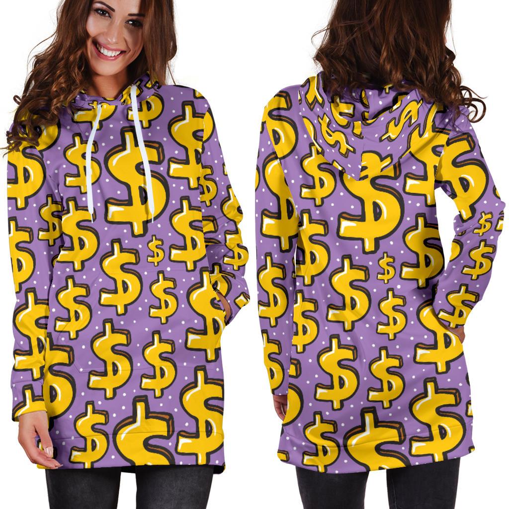 Dollar Pattern Print Design DO01 Women Hoodie Dress