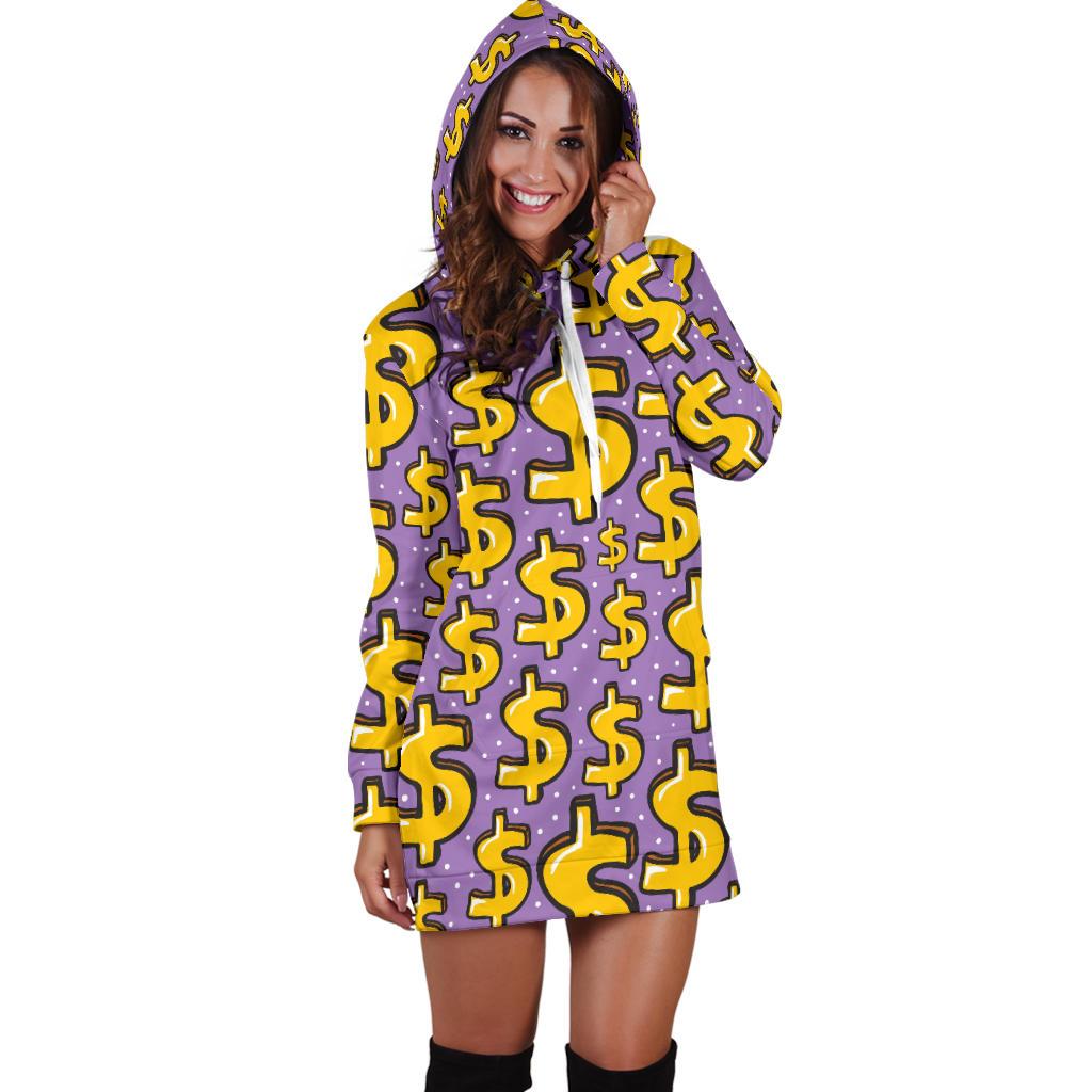 Dollar Pattern Print Design DO01 Women Hoodie Dress