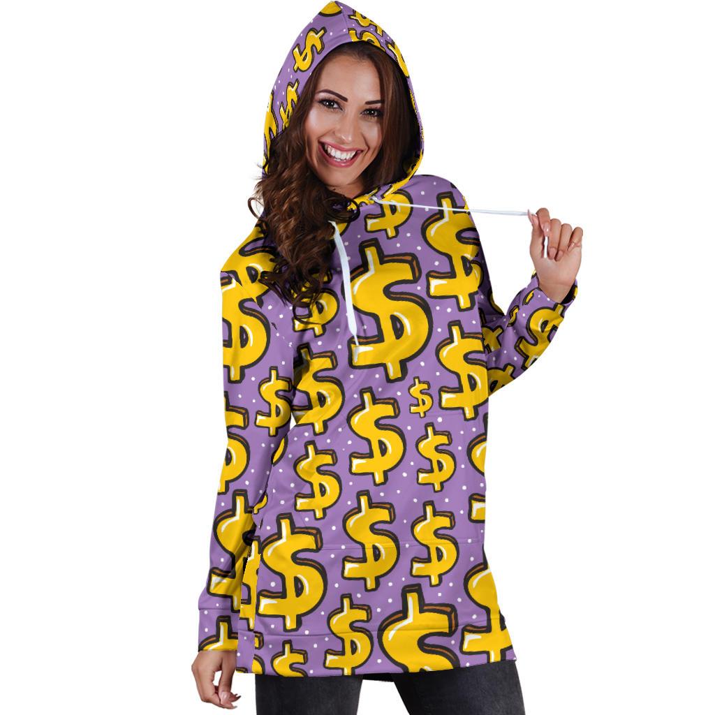 Dollar Pattern Print Design DO01 Women Hoodie Dress