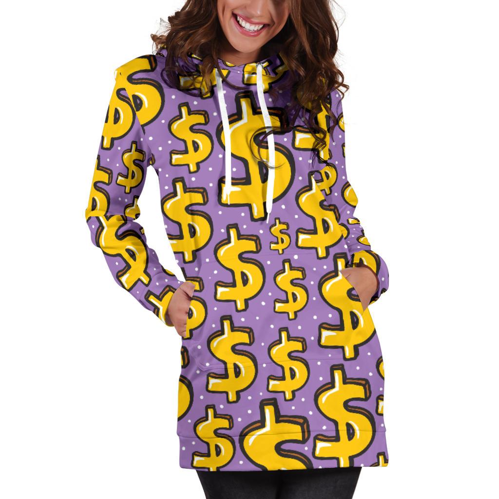 Dollar Pattern Print Design DO01 Women Hoodie Dress