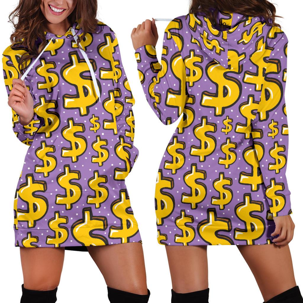 Dollar Pattern Print Design DO01 Women Hoodie Dress