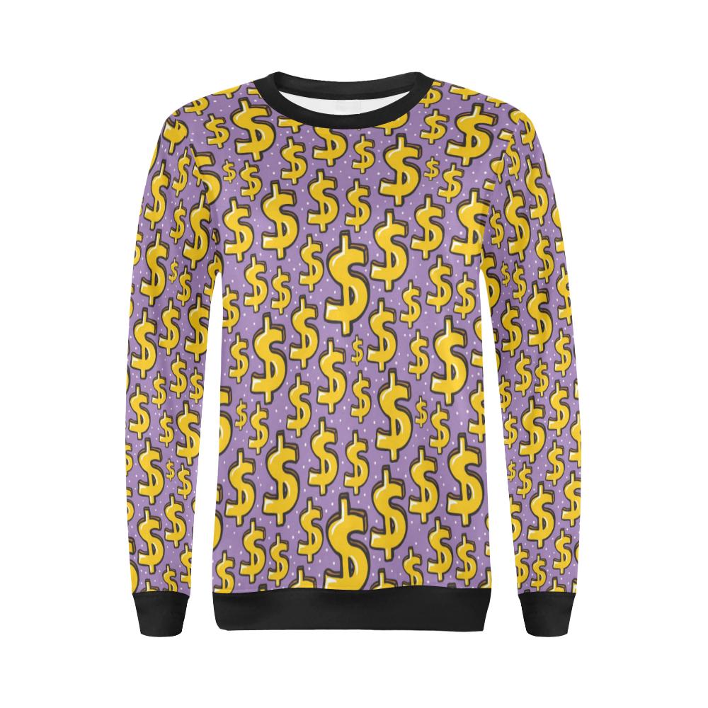Dollar Pattern Print Design DO01 Women Long Sleeve Sweatshirt-JorJune