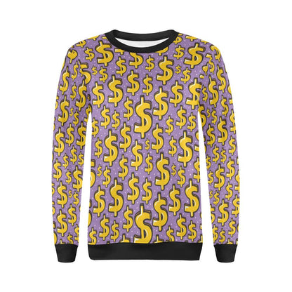 Dollar Pattern Print Design DO01 Women Long Sleeve Sweatshirt-JorJune