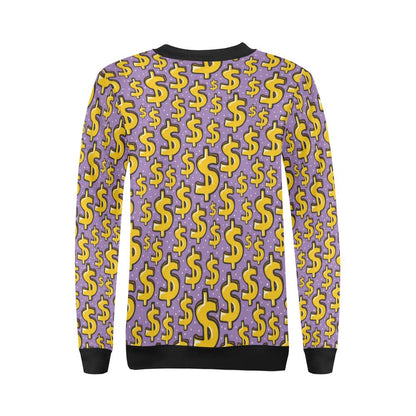 Dollar Pattern Print Design DO01 Women Long Sleeve Sweatshirt-JorJune