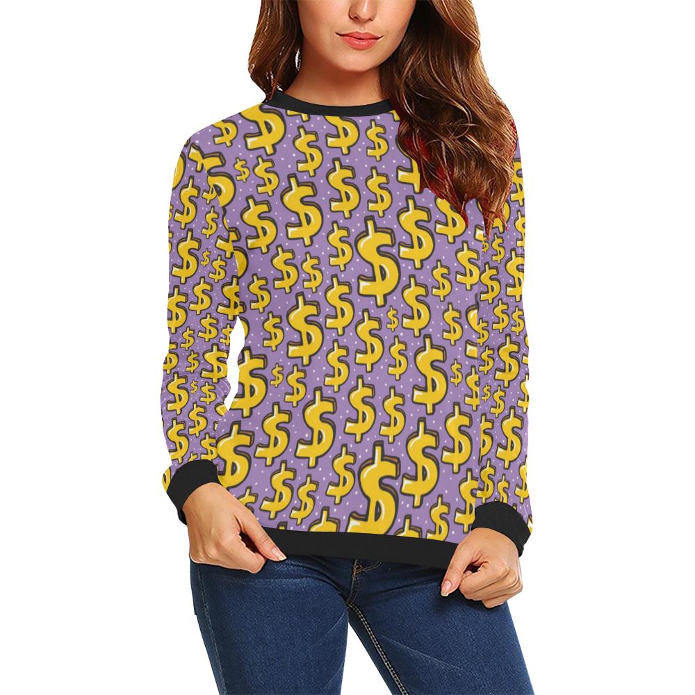 Dollar Pattern Print Design DO01 Women Long Sleeve Sweatshirt-JorJune
