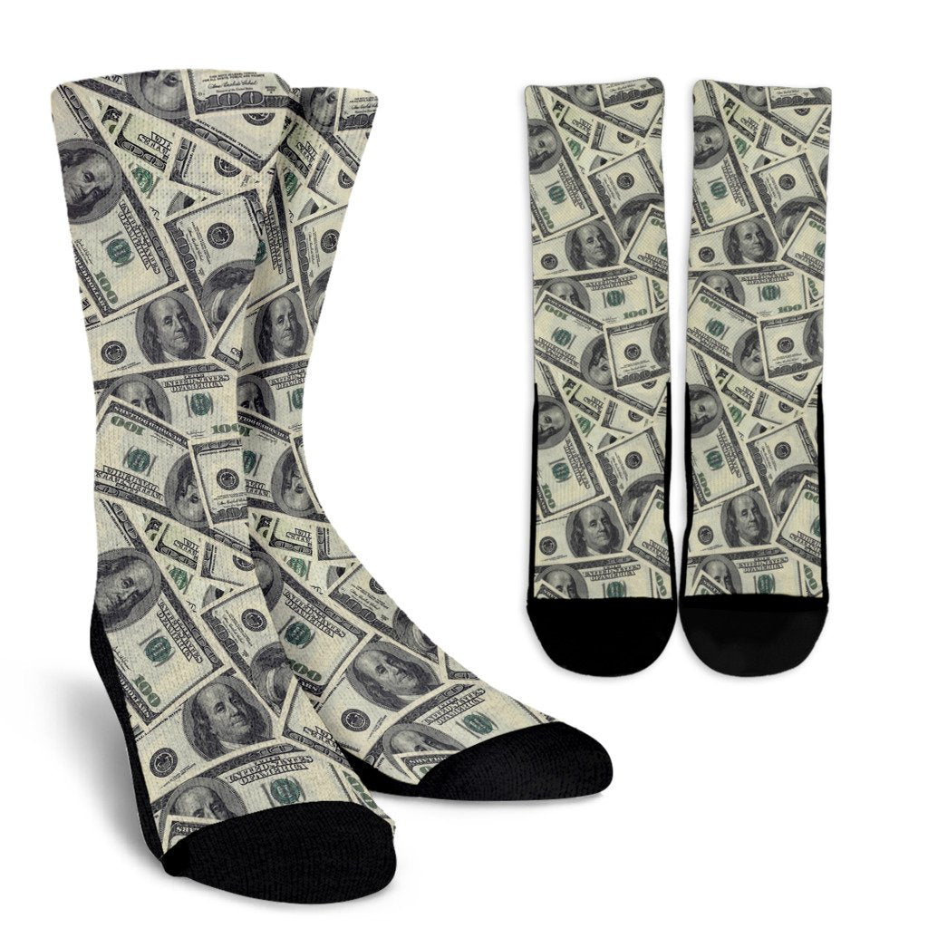 Dollar Pattern Print Design DO02 Crew Socks-JORJUNE.COM