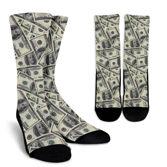 Dollar Pattern Print Design DO02 Crew Socks-JORJUNE.COM