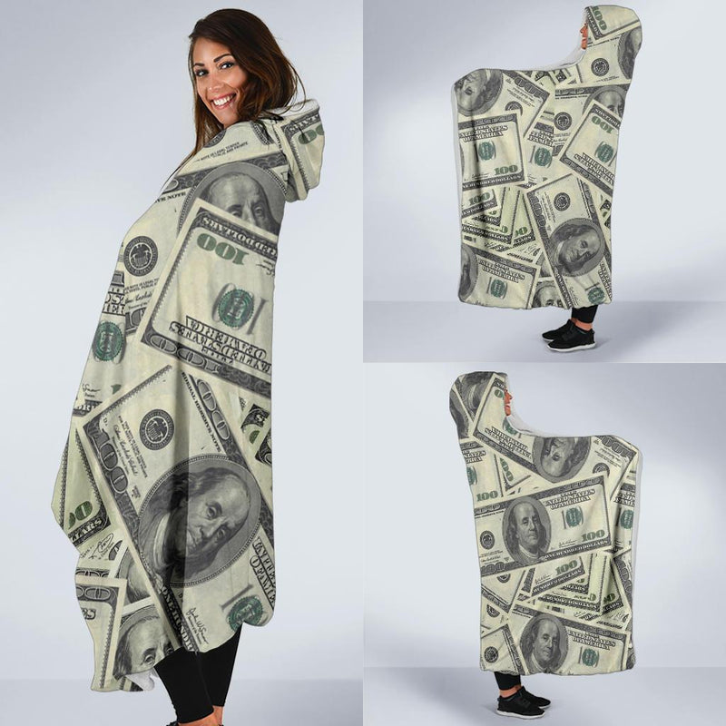 Dollar Pattern Print Design DO02 Hooded Blanket-JORJUNE.COM