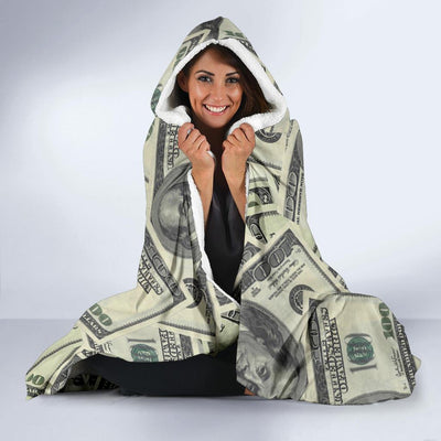 Dollar Pattern Print Design DO02 Hooded Blanket-JORJUNE.COM