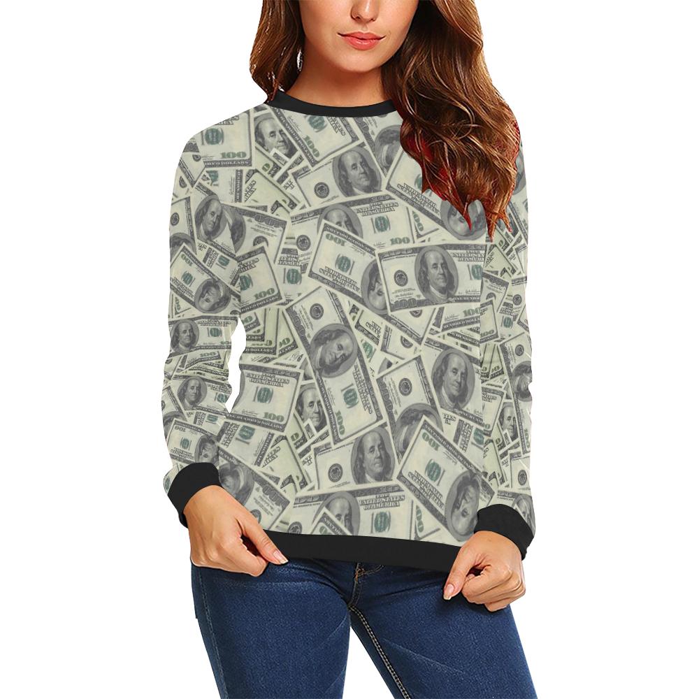 Dollar Pattern Print Design DO02 Women Long Sleeve Sweatshirt-JorJune