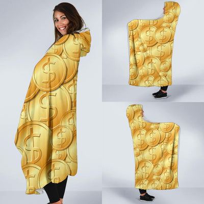 Dollar Pattern Print Design DO03 Hooded Blanket-JORJUNE.COM