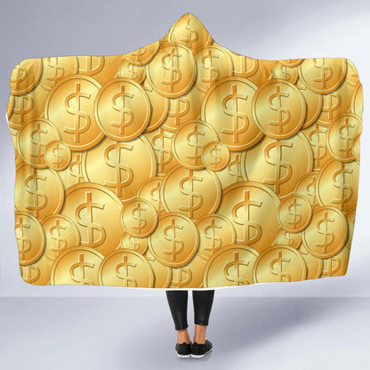 Dollar Pattern Print Design DO03 Hooded Blanket-JORJUNE.COM