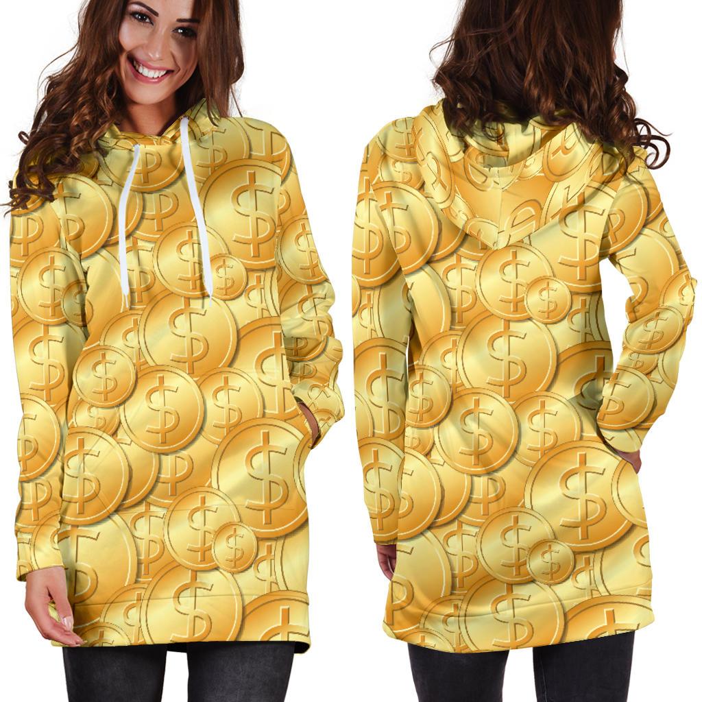 Dollar Pattern Print Design DO03 Women Hoodie Dress