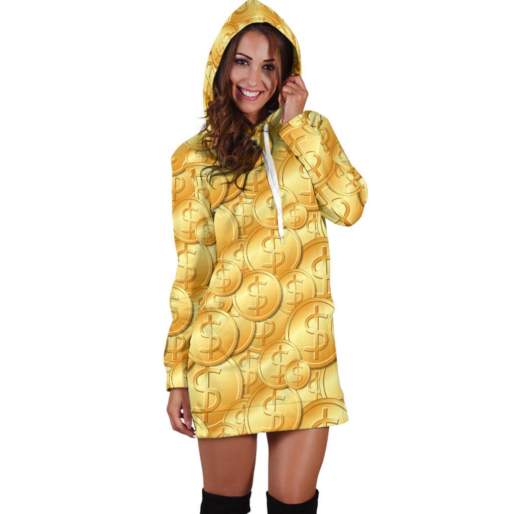 Dollar Pattern Print Design DO03 Women Hoodie Dress