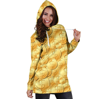 Dollar Pattern Print Design DO03 Women Hoodie Dress