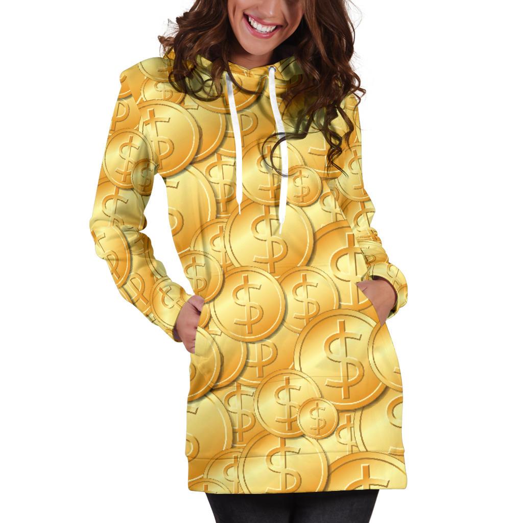 Dollar Pattern Print Design DO03 Women Hoodie Dress