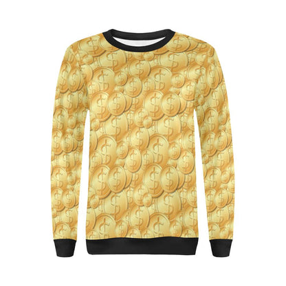 Dollar Pattern Print Design DO03 Women Long Sleeve Sweatshirt-JorJune