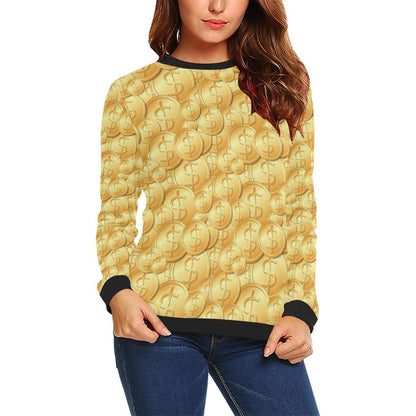 Dollar Pattern Print Design DO03 Women Long Sleeve Sweatshirt-JorJune