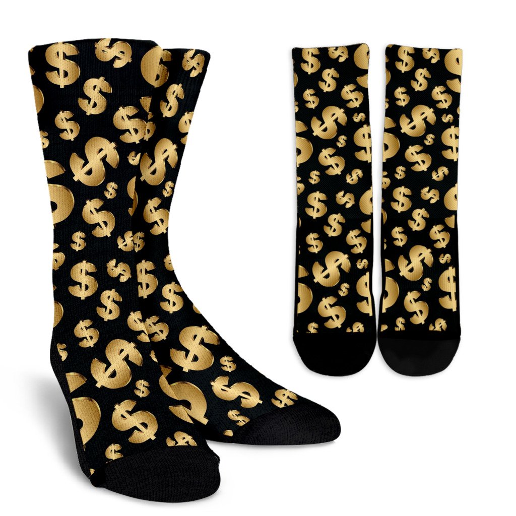 Dollar Pattern Print Design DO04 Crew Socks-JORJUNE.COM
