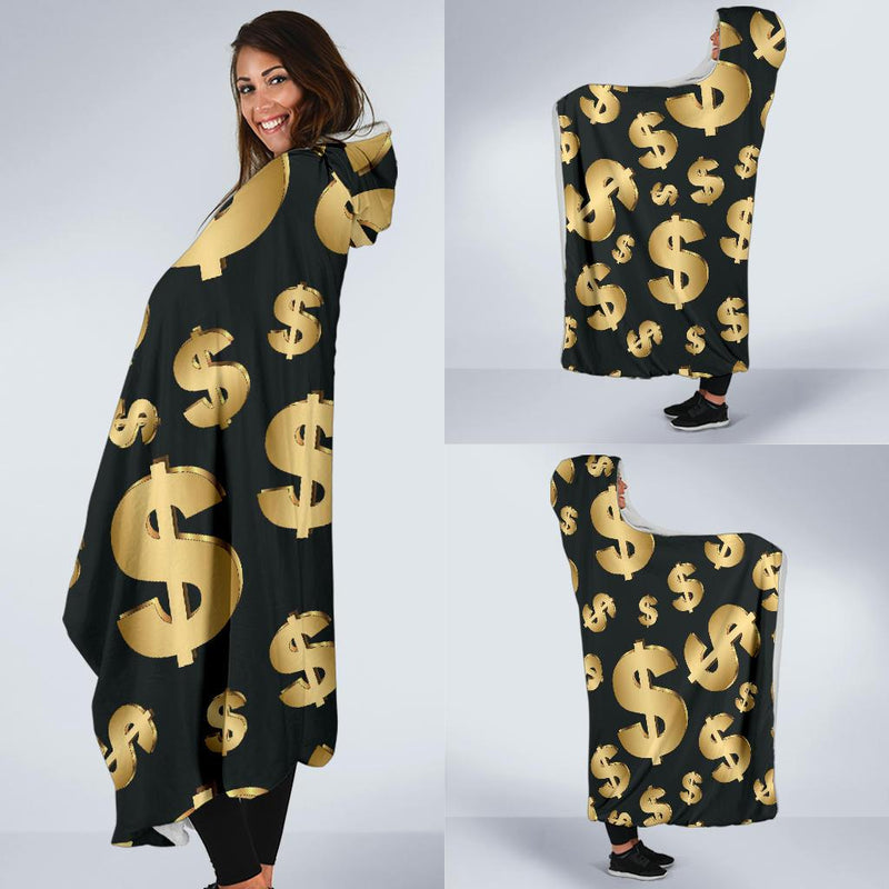 Dollar Pattern Print Design DO04 Hooded Blanket-JORJUNE.COM