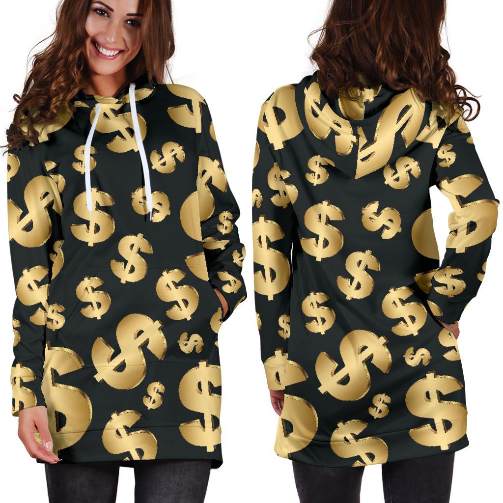 Dollar Pattern Print Design DO04 Women Hoodie Dress