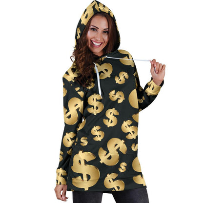 Dollar Pattern Print Design DO04 Women Hoodie Dress