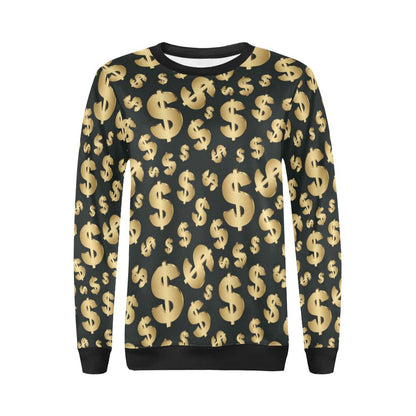 Dollar Pattern Print Design DO04 Women Long Sleeve Sweatshirt-JorJune