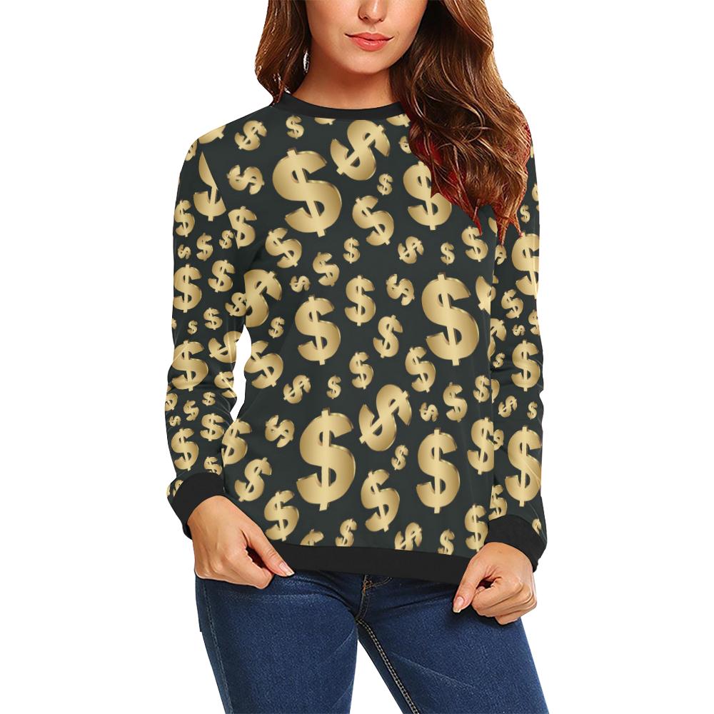 Dollar Pattern Print Design DO04 Women Long Sleeve Sweatshirt-JorJune