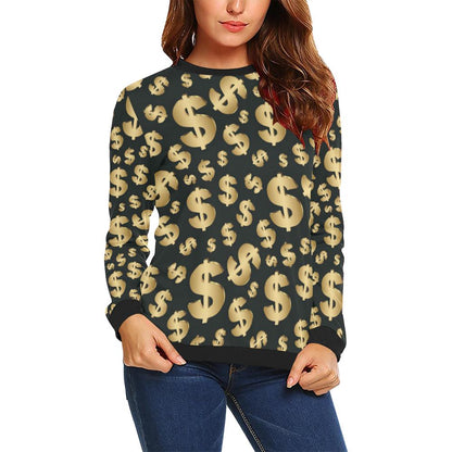 Dollar Pattern Print Design DO04 Women Long Sleeve Sweatshirt-JorJune