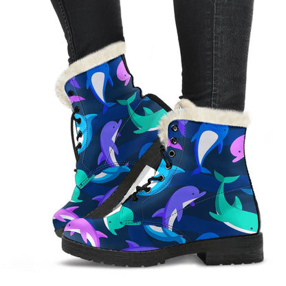 Dolphin Baby Faux Fur Leather Boots