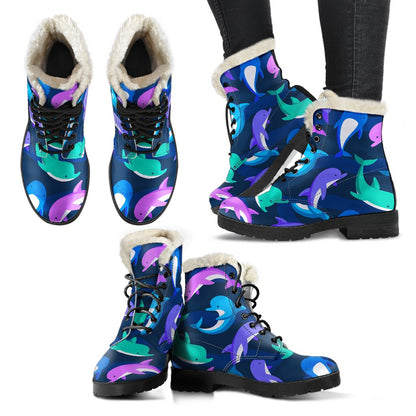 Dolphin Baby Faux Fur Leather Boots