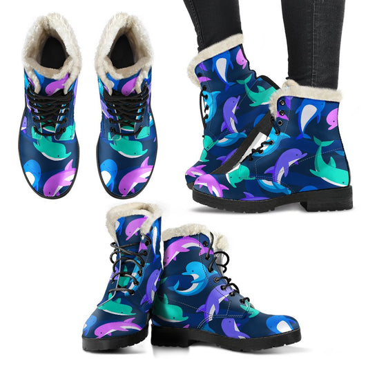 Dolphin Baby Faux Fur Leather Boots