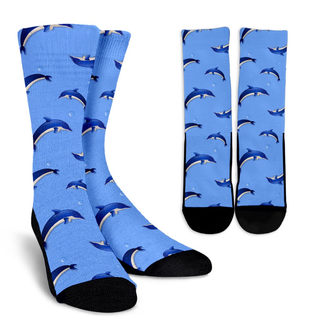 Dolphin Blue Print Crew Socks