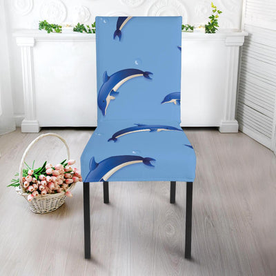 Dolphin Blue Print Dining Chair Slipcover-JORJUNE.COM