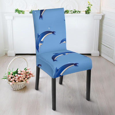 Dolphin Blue Print Dining Chair Slipcover-JORJUNE.COM